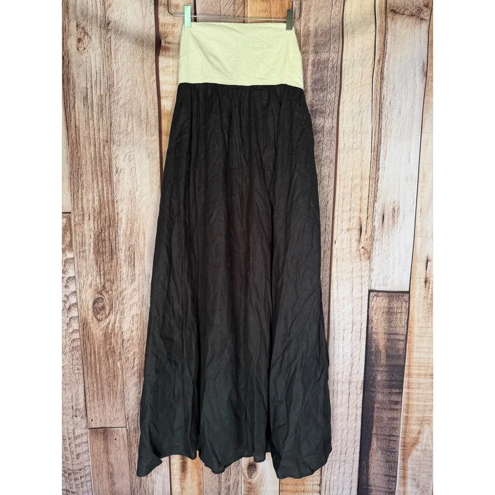 Abercrombie & Fitch Dress Colorblock Maxi Coastal Resort Black Cream Small NWT